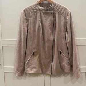 Chico’s faux suede taupe moto jacket sz 4 sz 18
